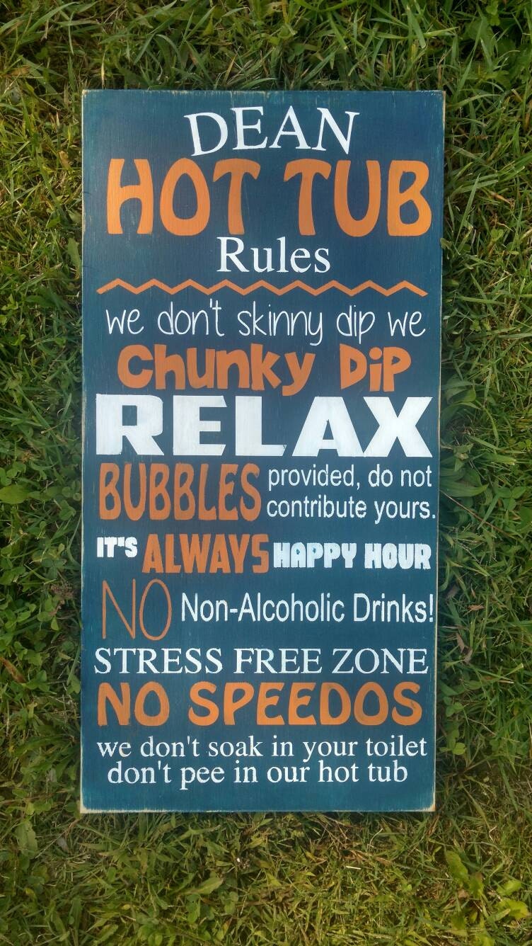 Hot Tub sign, hot tub rules Personalized Wood wall art 