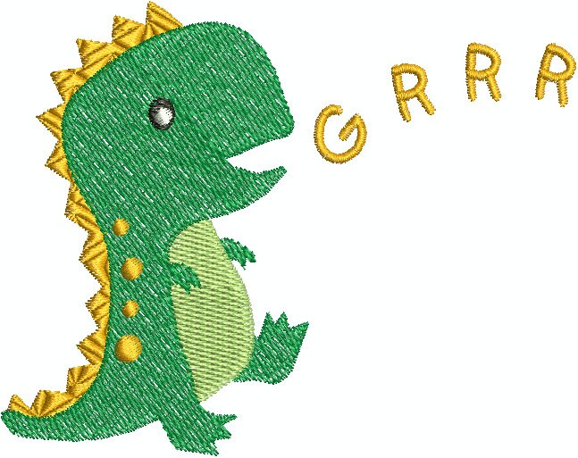 Cute Dinosaur GRRR Digital Embrodiery Design