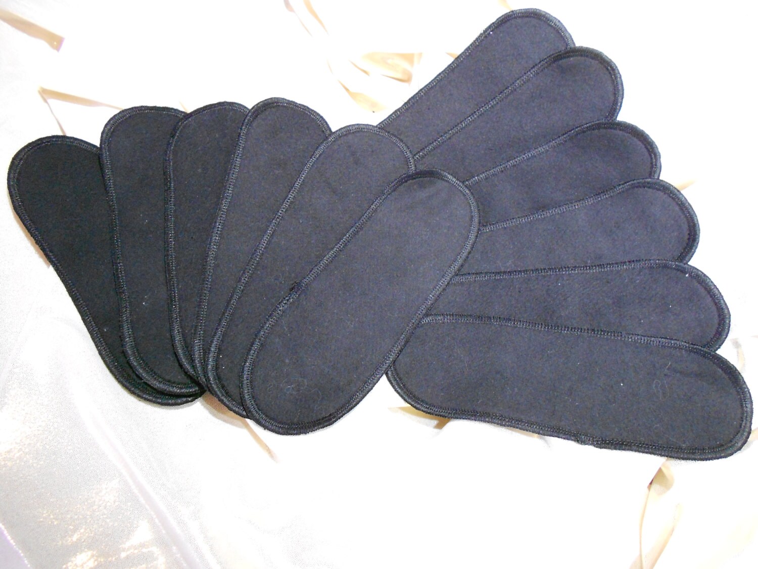 12 black panty liners reusable washable ecological 100 CO