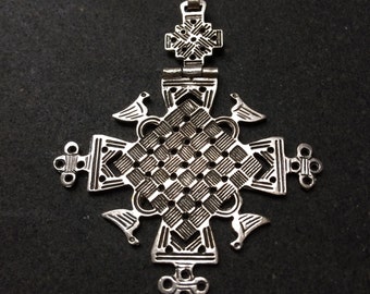 Silver cross - Ethiopian motif - handmade in Cairo