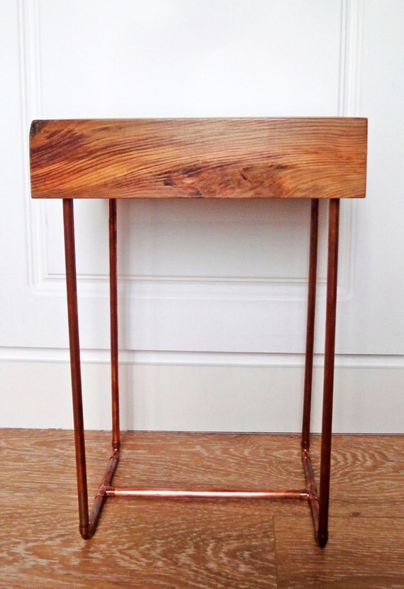 Side table with copper pipe legs