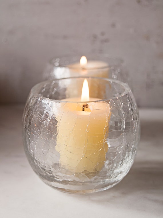 Crackle Candle Holders Small Set of 2 Tealight Holder