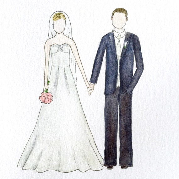 Custom Wedding Watercolor Portrait by SundaysSketches on Etsy