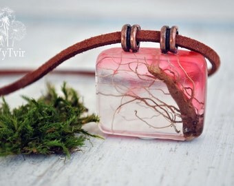 Family tree necklace, resin necklace, Terrarium necklace, Tree of life necklace - Flower necklace - Real flower necklace - - nature necklace