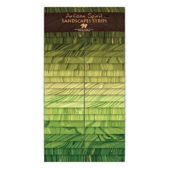 Northcott Artisan Spirit Sandscapes 'n Strips 2 1/2 in strips Moss / Green Apple