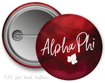 Alpha Phi Watercolor Script Single or Bulk 2.25" Pinback Button
