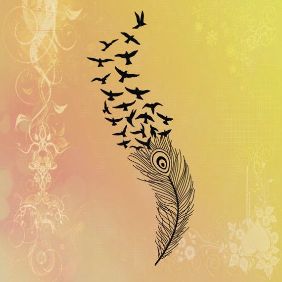 Download Feather and Birds II SVG cutting file Vinyl Crafts Digital