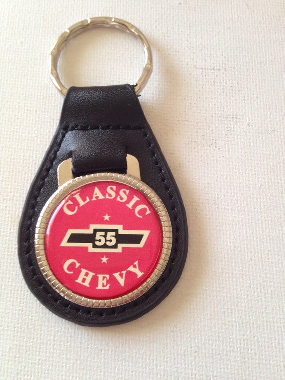 55 Chevy Keychain Genuine Leather Chevrolet Key Chain