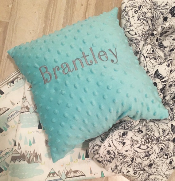 Personalized Baby Pillow/ Embroidered Minky by FromMeinhartToYours