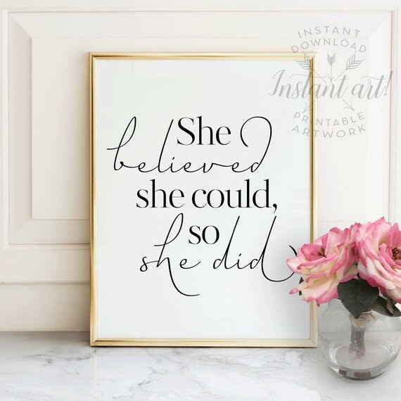 She believed she could so she did PRINTABLE art cursive