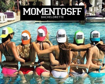 Bundle Bachelorette party Caps, Team Bride Adult Mesh Trucker Hat Cap Snapback Bachelorette Party Girls Weekend Beach
