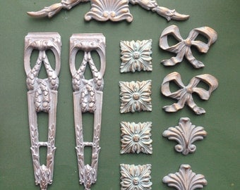 Value mixed lot of eleven mouldings embellishments for shabby chic furniture projects
