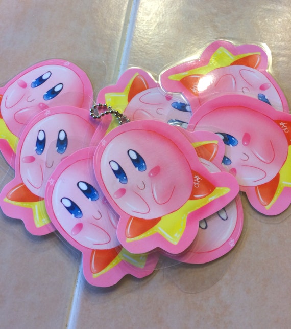 Kirby Keychain by ChibiRoseArt on Etsy