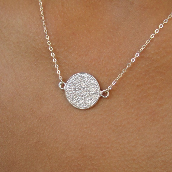 Greek Necklace Greek Jewelry Phaistos Disc Gold Disc