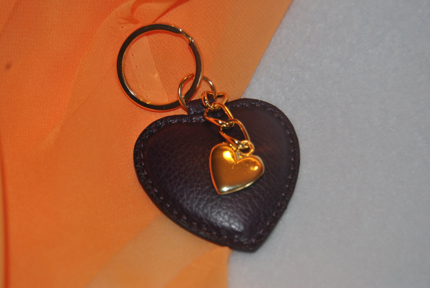 Heart keychain Dark purple Heart Womens KeyChains by ShopingMarket