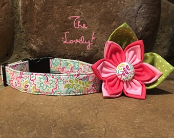 Dog Collar, Floral dog collar, Collar flower, pink collar flower, coral dog collar, spring dog collar, summer dog collar, pretty dog collar