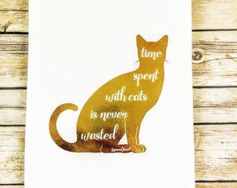 Cat Lover Gift, Gold Foil Print, Word Art, Cat Wall Decor, inspiration print, cat art, cat print