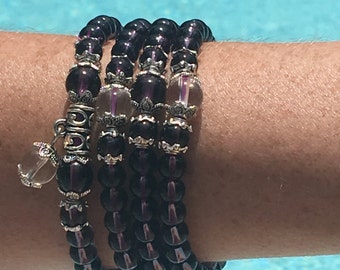 AMETHYST /QUARTS BUDDHA prayer bead (stretch)