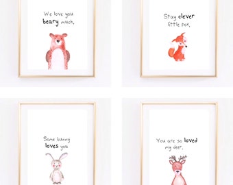 Watercolour Woodland nursery/ toddler room print