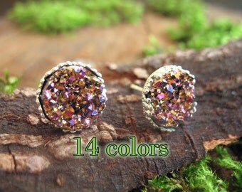 sale silver druzy earrings druzy studs druzy jewelry druzy stud earrings drusy faux druzy earrings druzy stud earring druzy post earrings