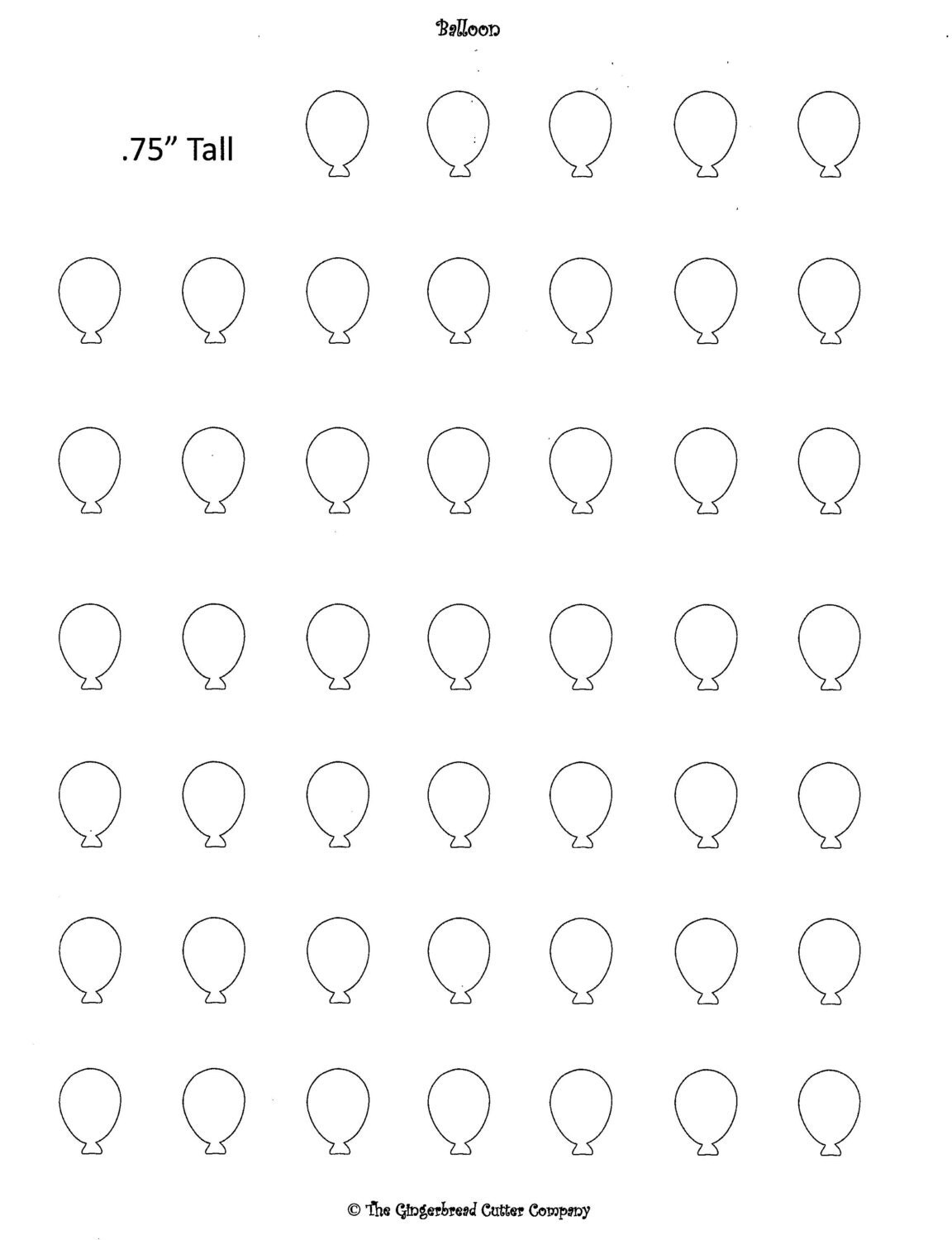 Balloon Royal Icing Transfer Template