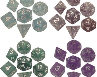 Polyhedral Dice Set Glitter 16mm Dungeons and Dragons Dnd Pathfinder d20 RPG Role Playing Games