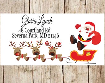 christmas address labels, santa address labels, holiday return address labels, christmas labels, christmas address stickers, custom address.