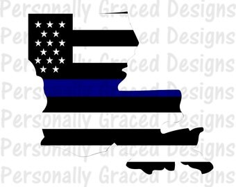 SVG, DXF, EPS Cut file Louisiana State Flag Thin Blue Line svg, Louisiana Svg, Police svg, silhouette cut file, cameo file, Thin Blue Line
