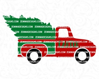 Christmas truck svg -truck svg - Christmas tree svg - tree truck svg - boy svg files - old truck svg - .SVG .EPS ,DXF - Zemma Designs