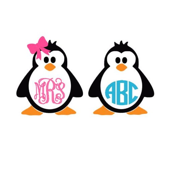 Download Cute Penguin Monogram SVG Studio 3 DXF EPS ps and pdf