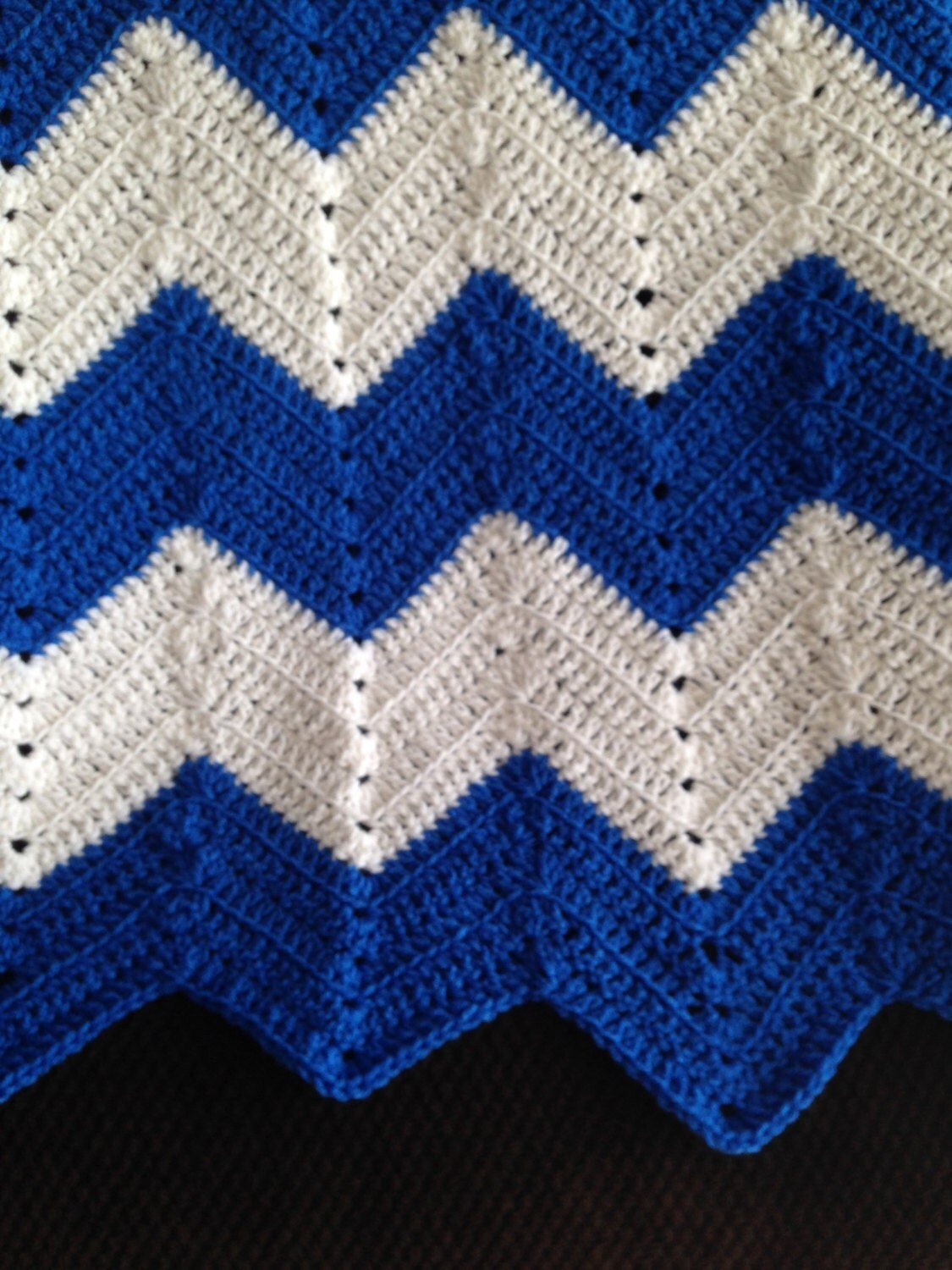 Chevron Crochet Blue And White Afghan Home Decor Bedroom