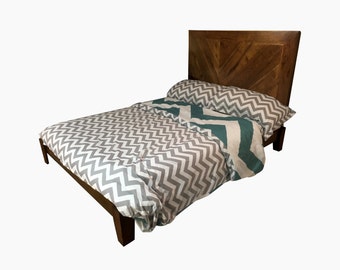 Rustic Headboard and Bed Frame Queen Sized Chevron in Natural Hickory by Candlewood Furniture