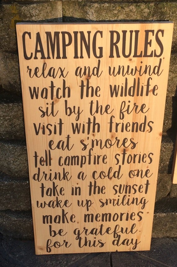 Items similar to Camping Rules sign on Etsy