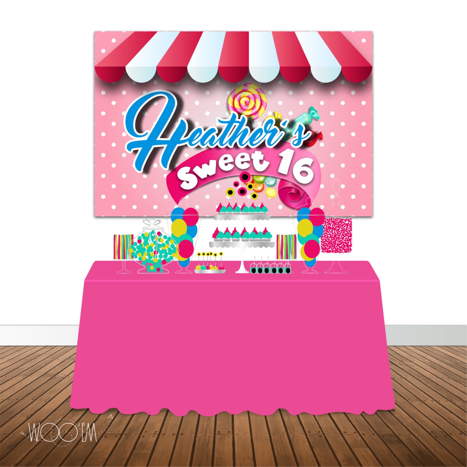 Candy Themed Sweet Sixteen 6x4 Candy Buffet Table Banner