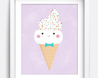 Ice cream art print | Etsy