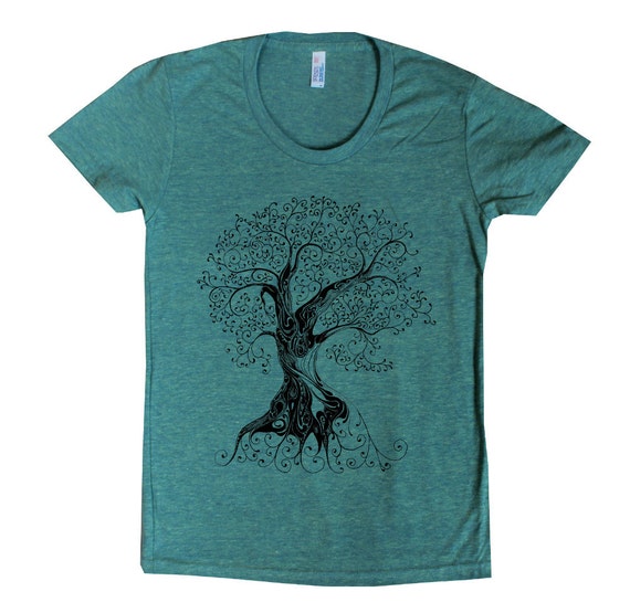 Women's Tree with Roots American Apparel t shirt with a