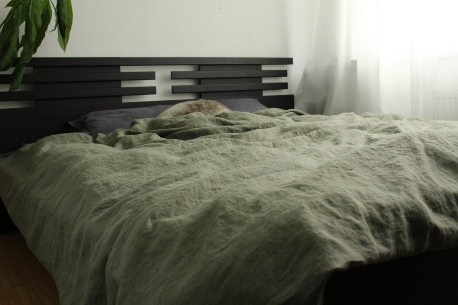 DUVET COVER of softened 100 linen with snap buttons custom