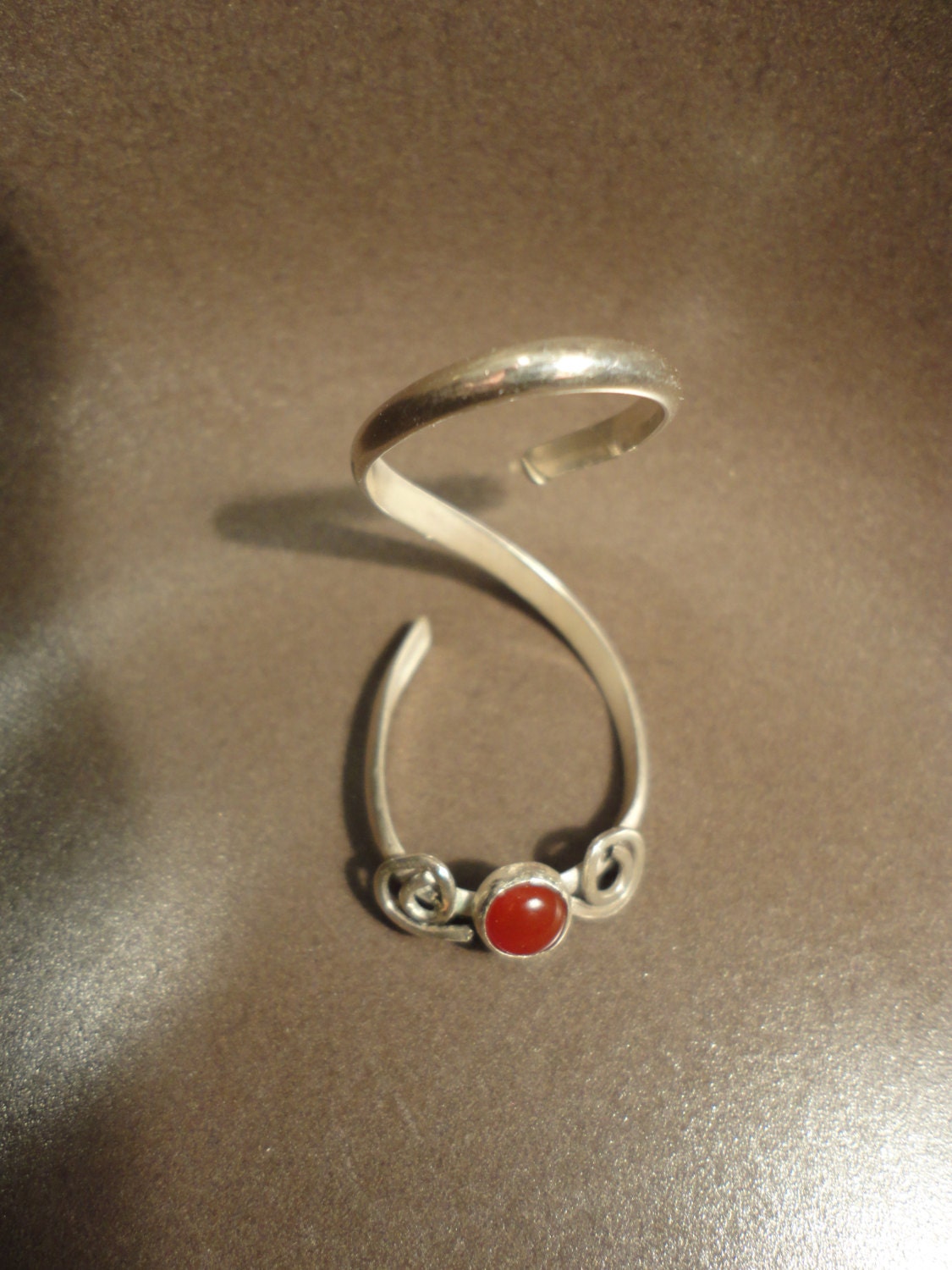 EDS Arthritis Swan Neck Silver Splint Ring with Agate Gemstone