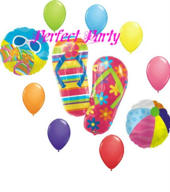 10 Piece Flip Flop Beach Ball Balloons Pool Party Beach