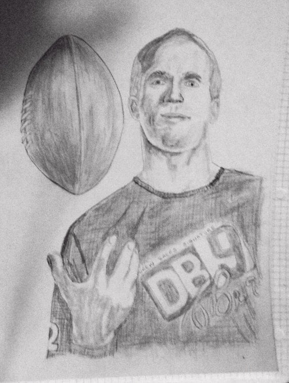 Drew Brees Drawing Unframed By Oilportraitsbycat On Etsy