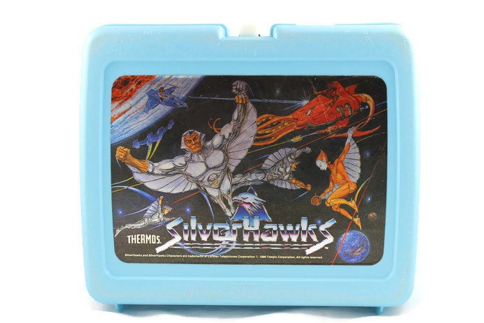 SilverHawks Light Blue Plastic Lunch Box Vintage