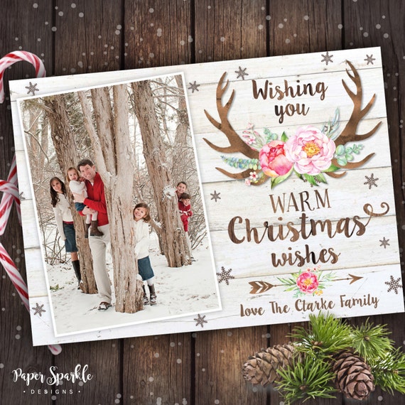 Photo christmas card Rustic Christmas card printable