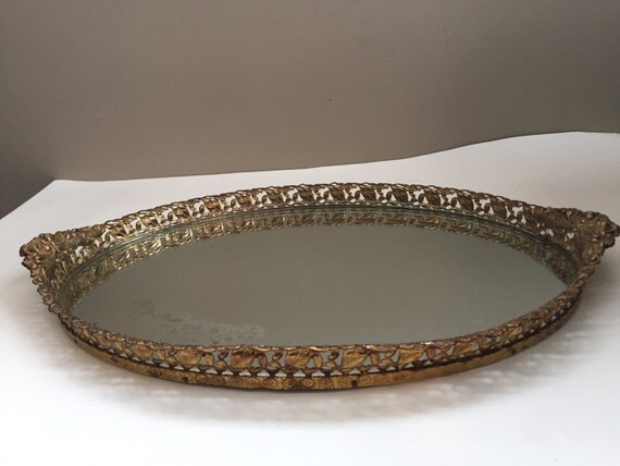 vintage mirrored vanity tray