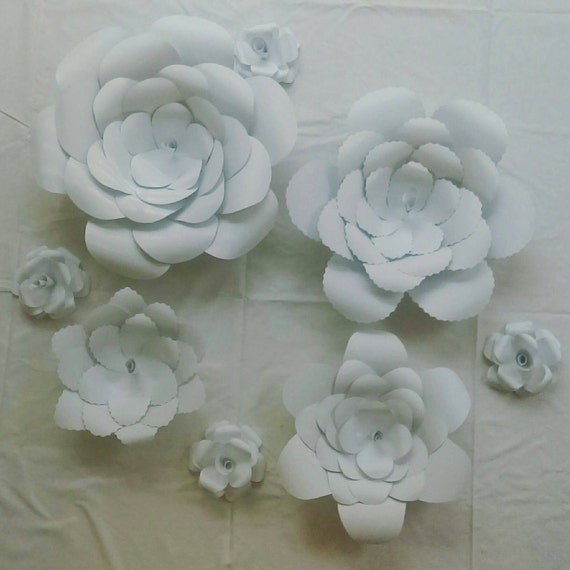 All White Paper Flowers Wall Decor Home Decor By Papergardenusa