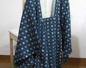 道行 MICHIYUKI-COAT Blue floret pattern