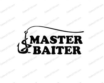 Master Baiter, Wall Decal, Vinyl Lettering, Wedding Sticker, scrolls, Art Sticky Words, Browning Deer