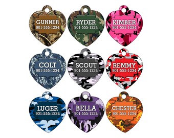 Camo Dog Tag Cat Tag Pet Id Personalized w/ Your Pet's Name & Number