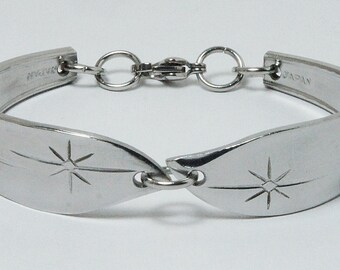 Spoon Bracelet "Atomic Starburst" Viva Las Vegas Rockabilly Pin Up Culture Mid Century Atomic Age Jewelry Flatware Bracelet Stainless Steel