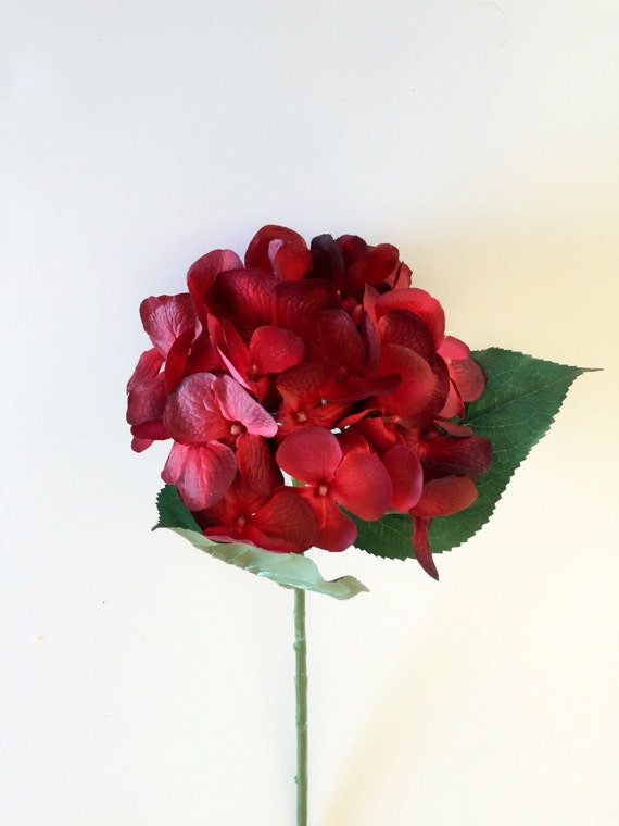 Burgundy Hydrangea Silk Flower Artificial Faux Silk Wedding