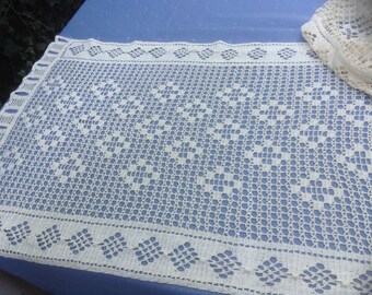 Antique Crocheted Lace Curtain Panels